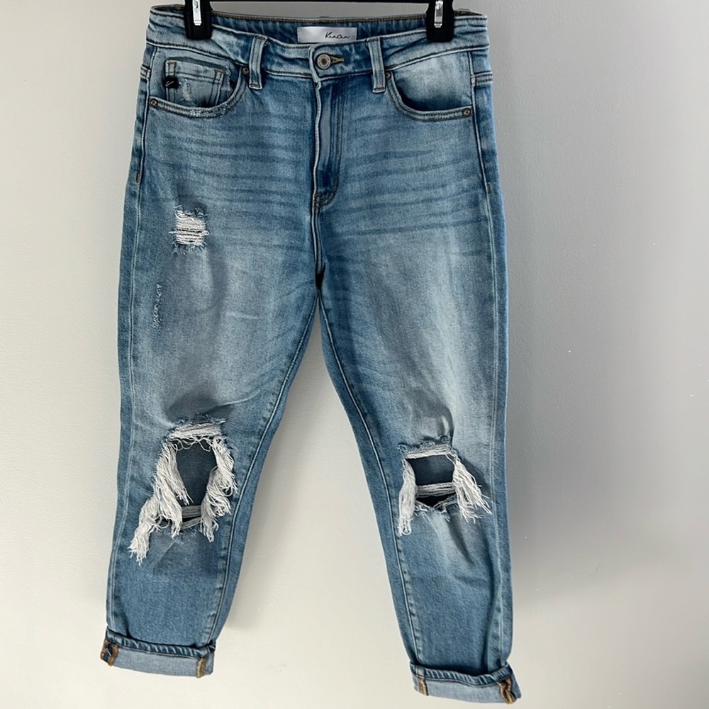 Kancan medium-light wash destroyed jeans with cuff